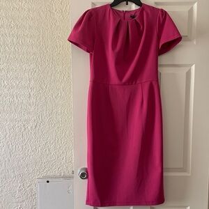 Maggy London Hot Pink Short-Sleeve Midi Sheath Dress